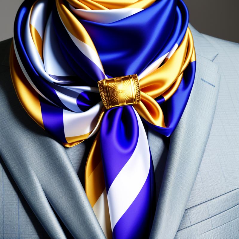 03594-2757131856-Masterpiece, High quality,  , silk scarf, woman wearing a silk scarf, with a golden ring, wearing a blue women's suit,analog sty.png